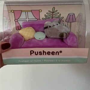 Pusheen Plush with Purple Couch and Yellow Pillow